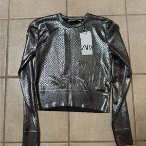 Zara Women's Silver Geometric Sweatshirt